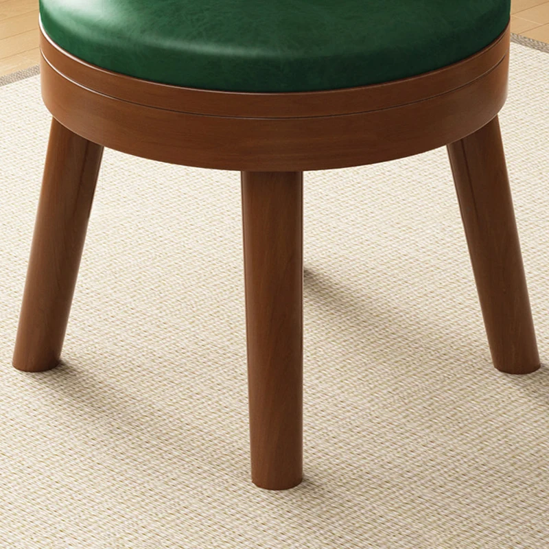 Modern Minimalist Rubberwood Microfiber Leather Sponge Round Rotatable Kids Low Stool Backrest For Living Room