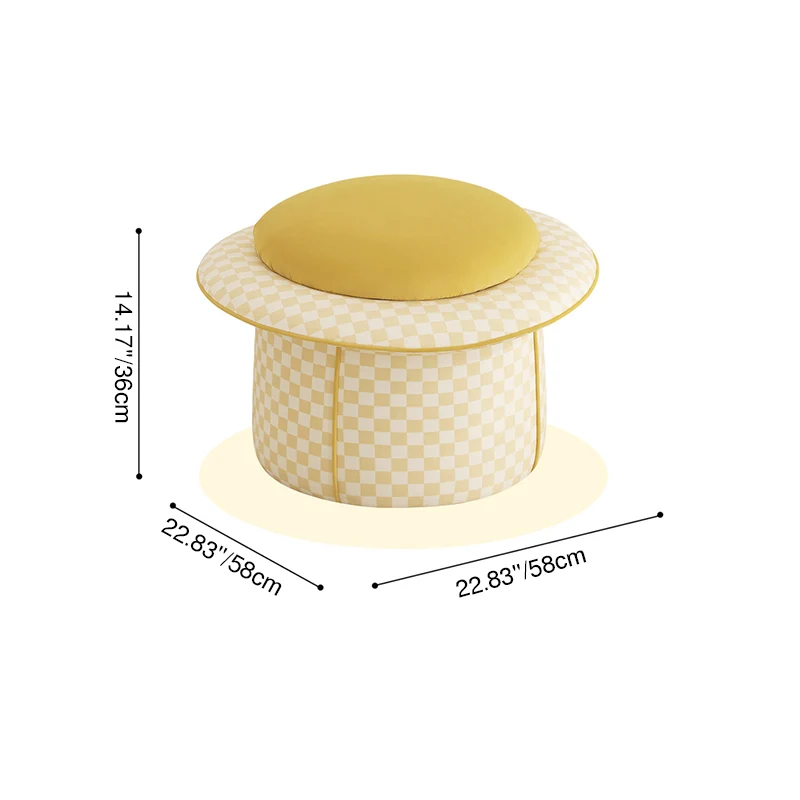 Contemporary Creative Plywood Velvet Sponge Magic Hat Shaped Hidden Storage Low Stool Backless Armless For Living Room