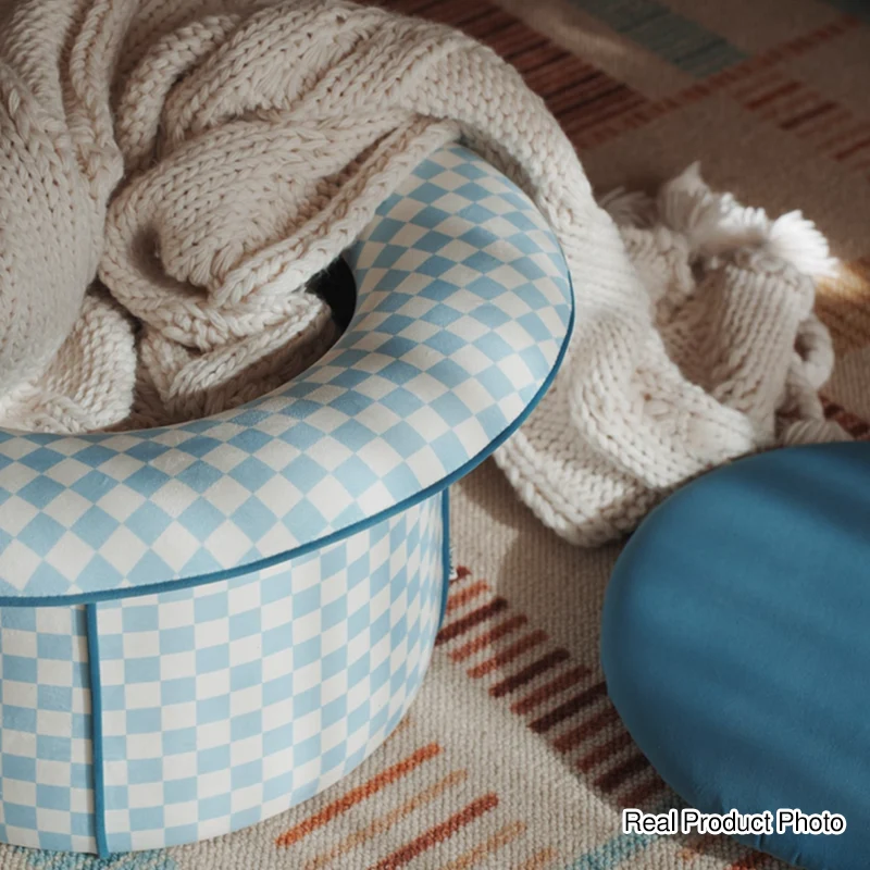 Contemporary Creative Plywood Velvet Sponge Magic Hat Shaped Hidden Storage Low Stool Backless Armless For Living Room