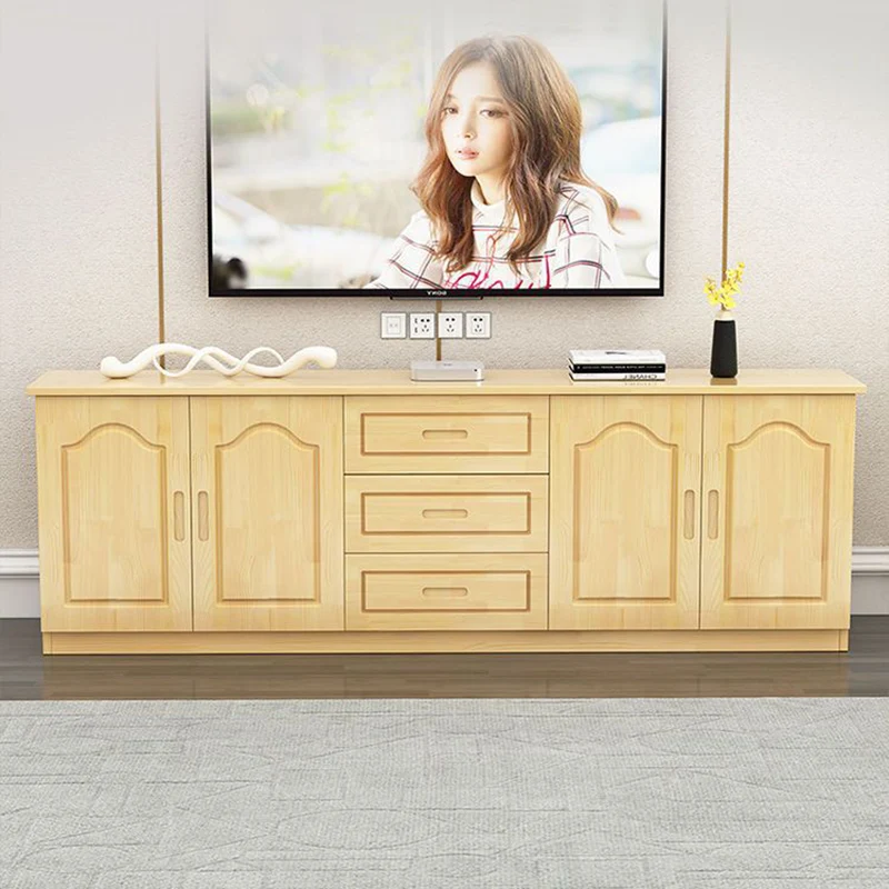 Traditional French Rectangular Pine Wood Plywood TV Stand 3-Drawer For Living Room