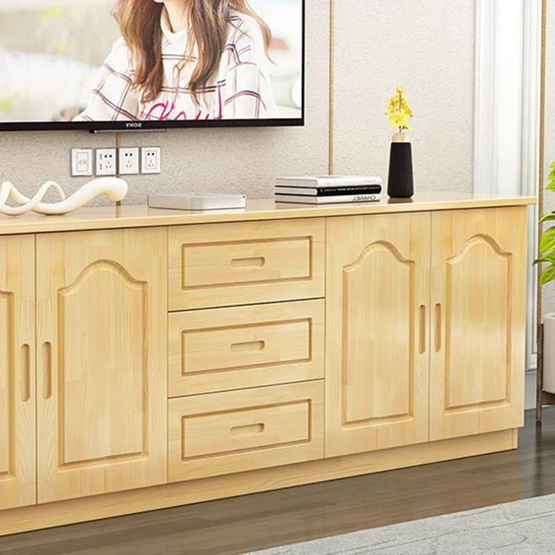Traditional French Rectangular Pine Wood Plywood TV Stand 3-Drawer For Living Room
