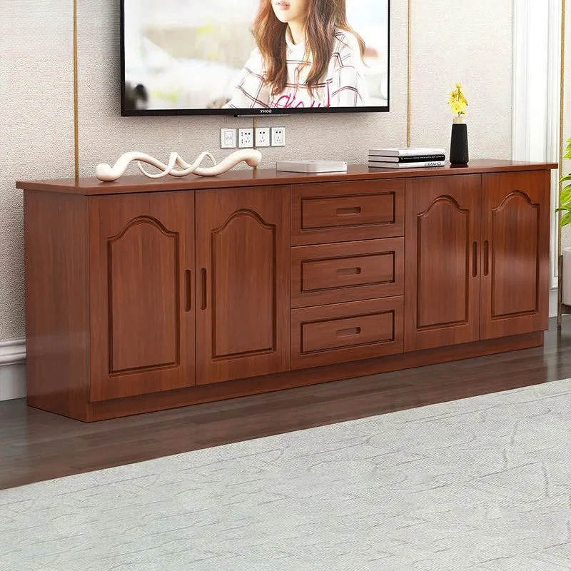 Traditional French Rectangular Pine Wood Plywood TV Stand 3-Drawer For Living Room