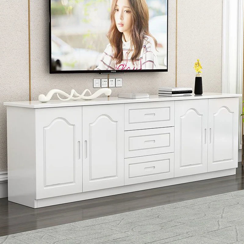 Traditional French Rectangular Pine Wood Plywood TV Stand 3-Drawer For Living Room