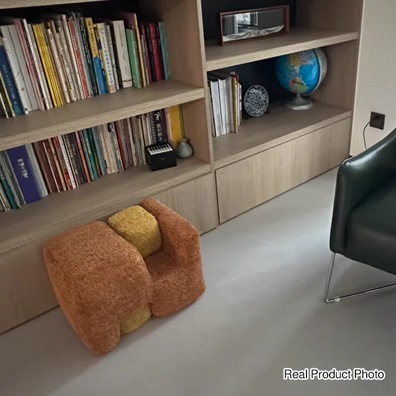 Contemporary Scandinavian Plywood Velvet Sponge Geometric Shaped Low Stool Backless Armless For Living Room & Bedroom