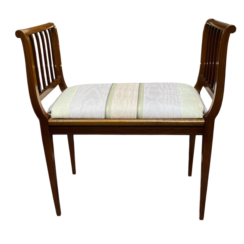 Banqueta inglesa estilo Adam madera caoba circa 1950