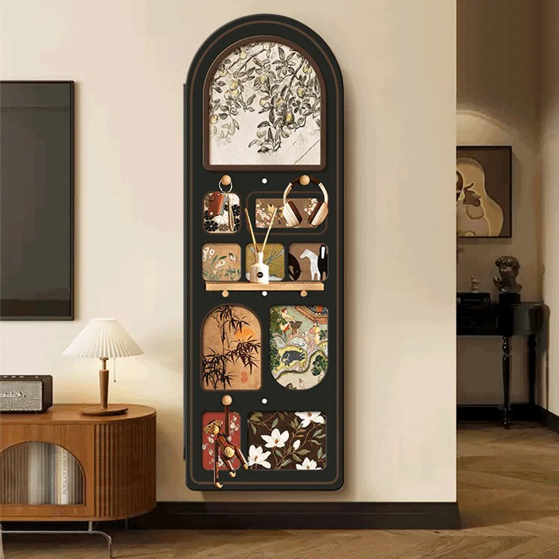 Contemporary Retro MDF Glass Oval Sliding Wall Mirror For Living Room & Bedroom