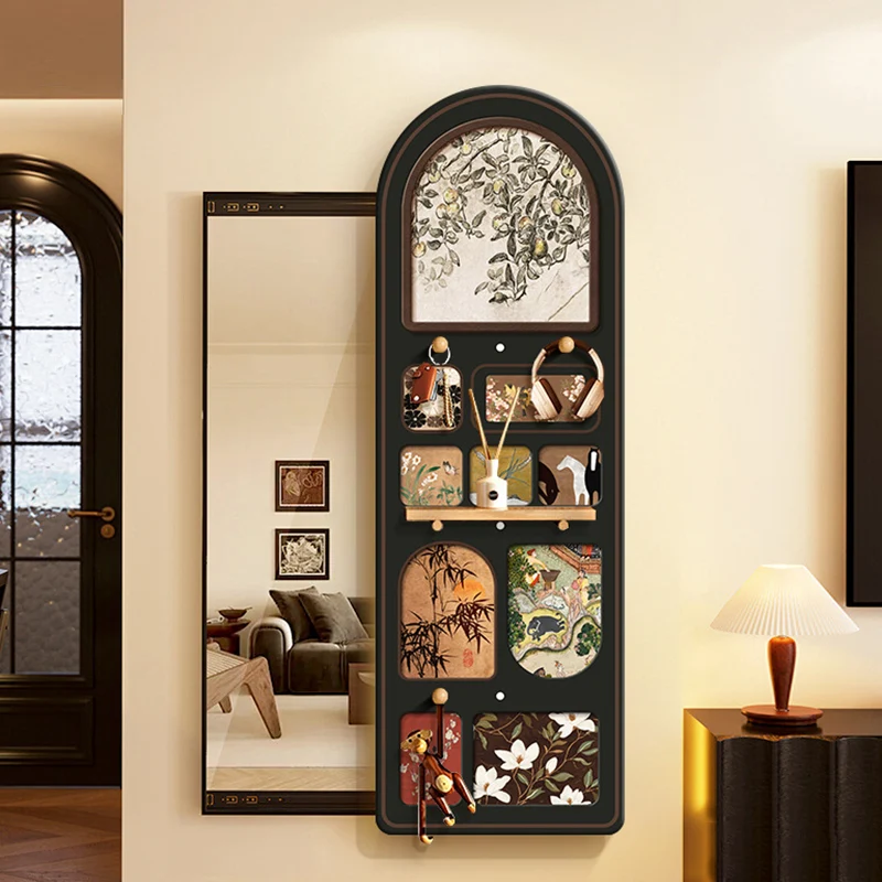 Contemporary Retro MDF Glass Oval Sliding Wall Mirror For Living Room & Bedroom