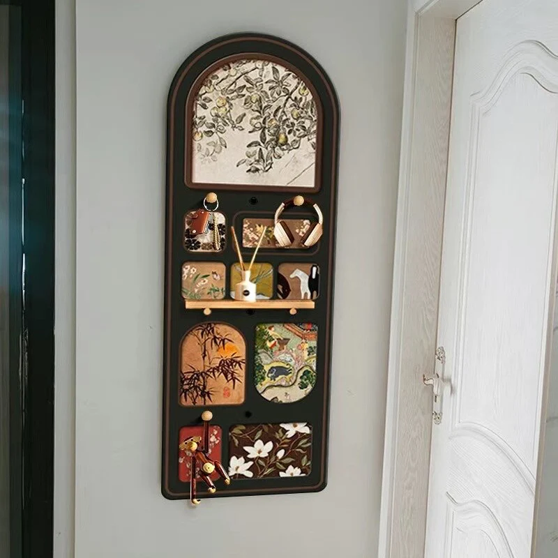 Contemporary Retro MDF Glass Oval Sliding Wall Mirror For Living Room & Bedroom