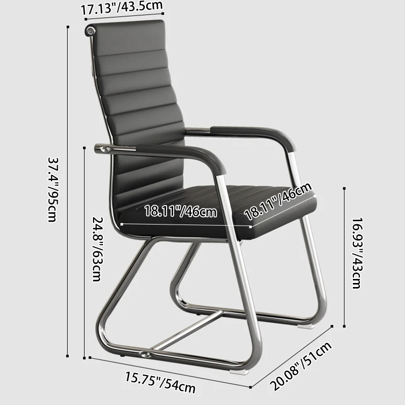 Modern Minimalist Square PU Leather Mesh Steel Ergonomic Desk Chair Backrest Armrests For Home Office