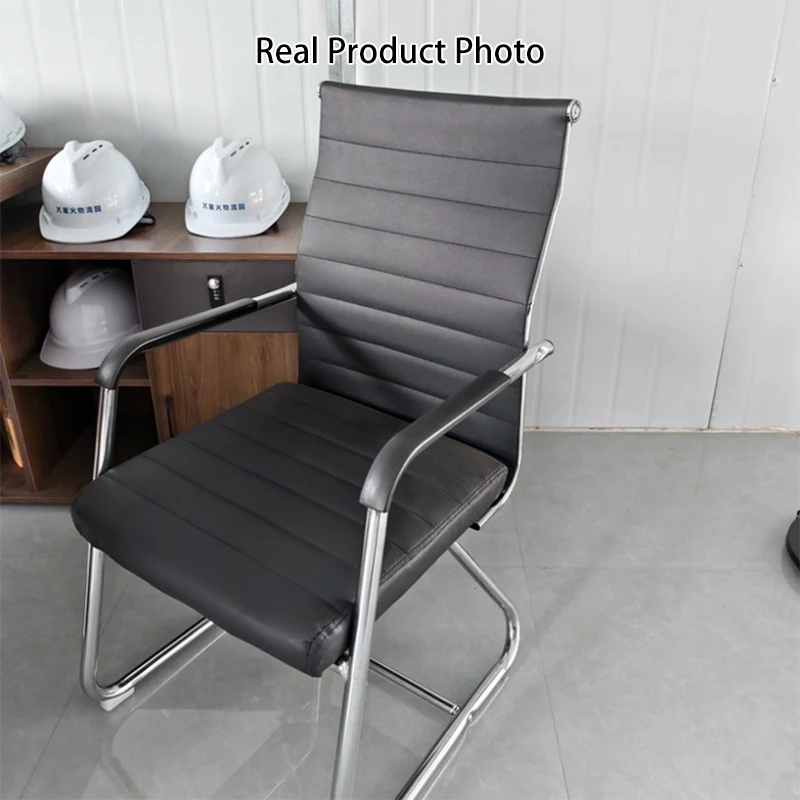 Modern Minimalist Square PU Leather Mesh Steel Ergonomic Desk Chair Backrest Armrests For Home Office