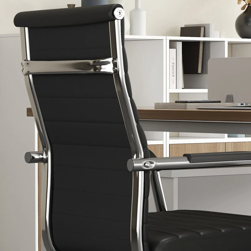 Modern Minimalist Square PU Leather Mesh Steel Ergonomic Desk Chair Backrest Armrests For Home Office