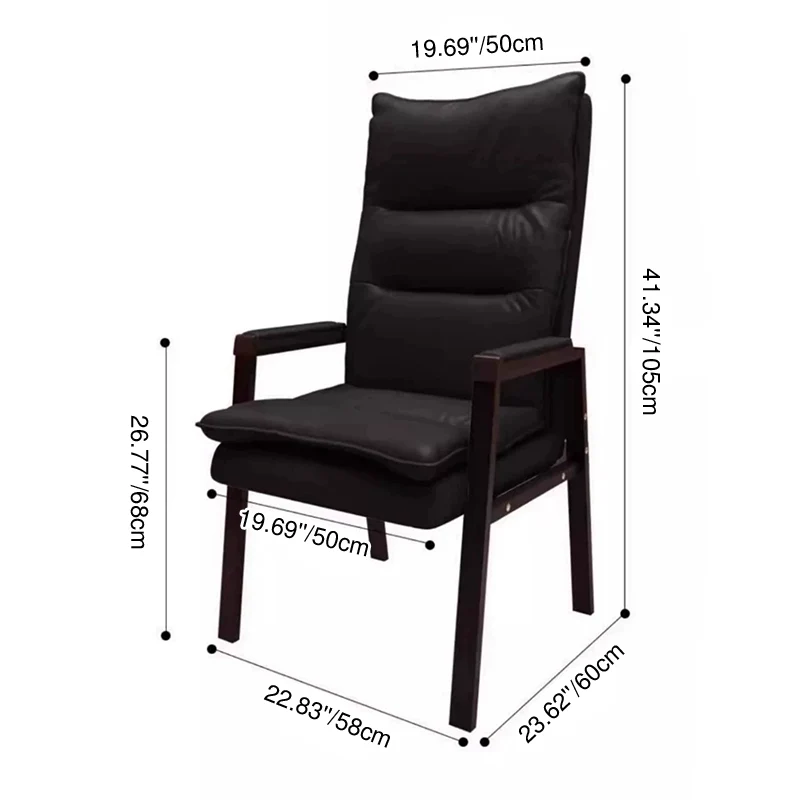 Contemporary Vintage Rectangular Linen PU Leather Carbon Steel Desk Chair Backrest Armrests For Home Office
