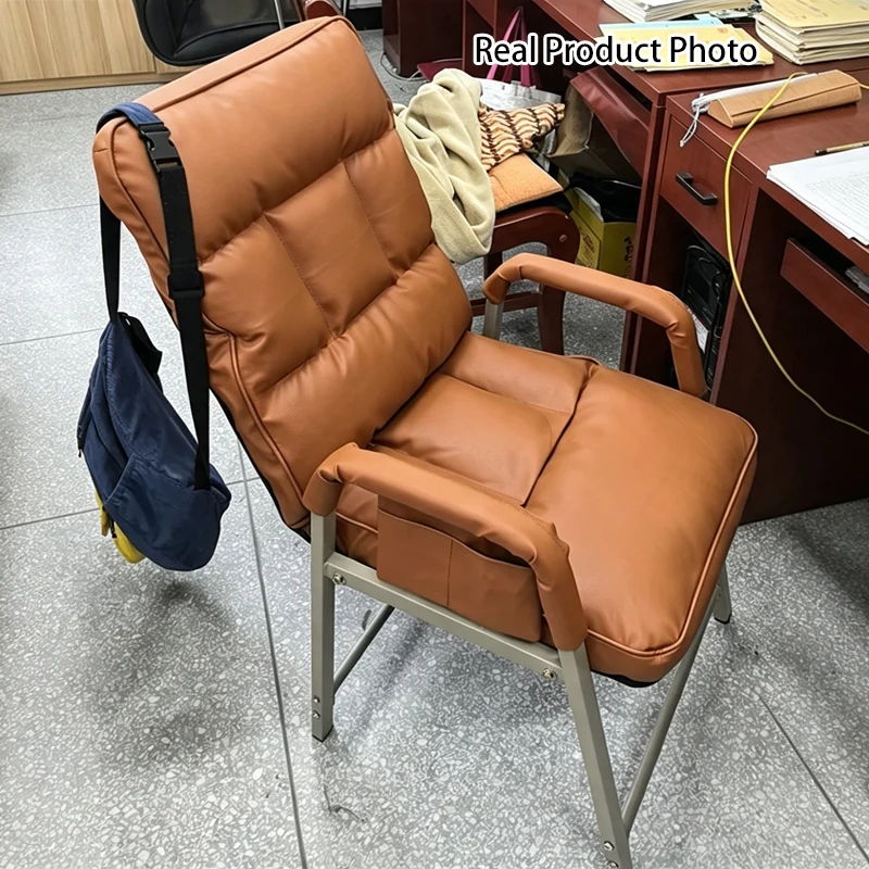 Contemporary Vintage Rectangular Linen PU Leather Carbon Steel Desk Chair Backrest Armrests For Home Office