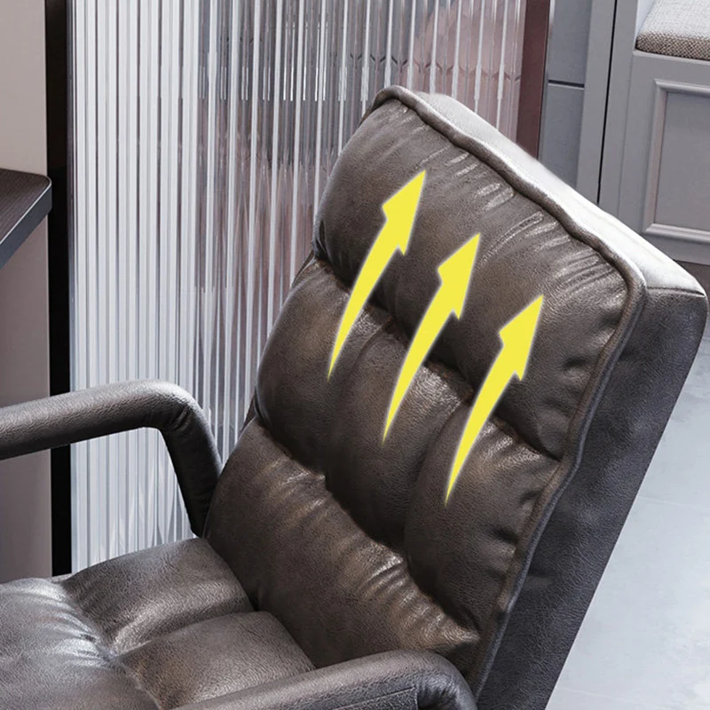Contemporary Vintage Rectangular Linen PU Leather Carbon Steel Desk Chair Backrest Armrests For Home Office