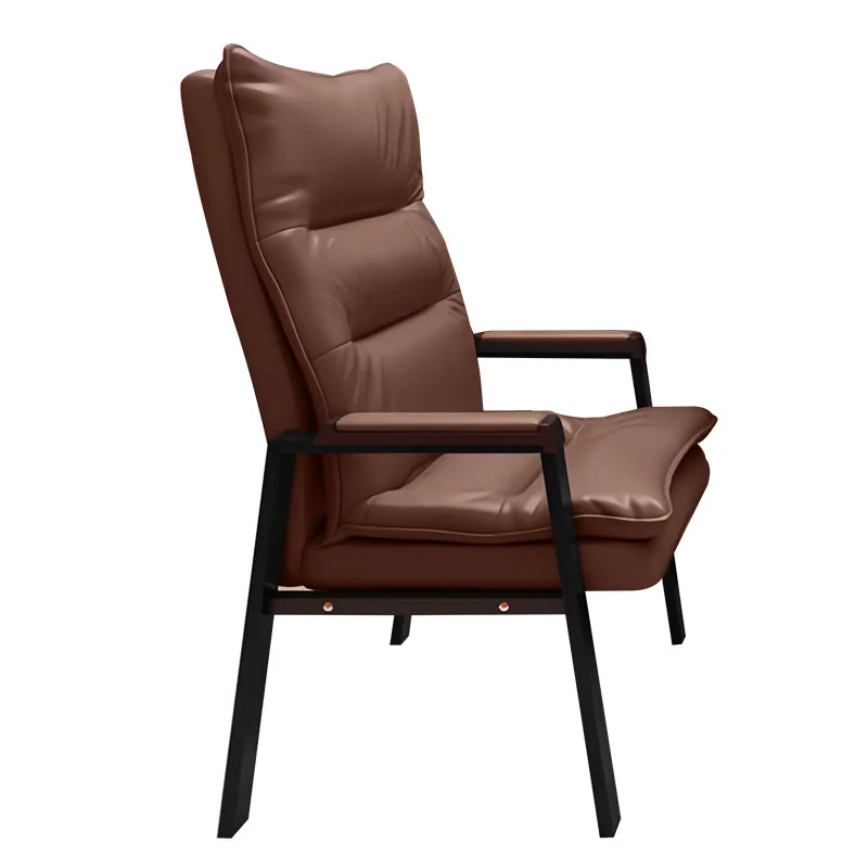 Contemporary Vintage Rectangular Linen PU Leather Carbon Steel Desk Chair Backrest Armrests For Home Office