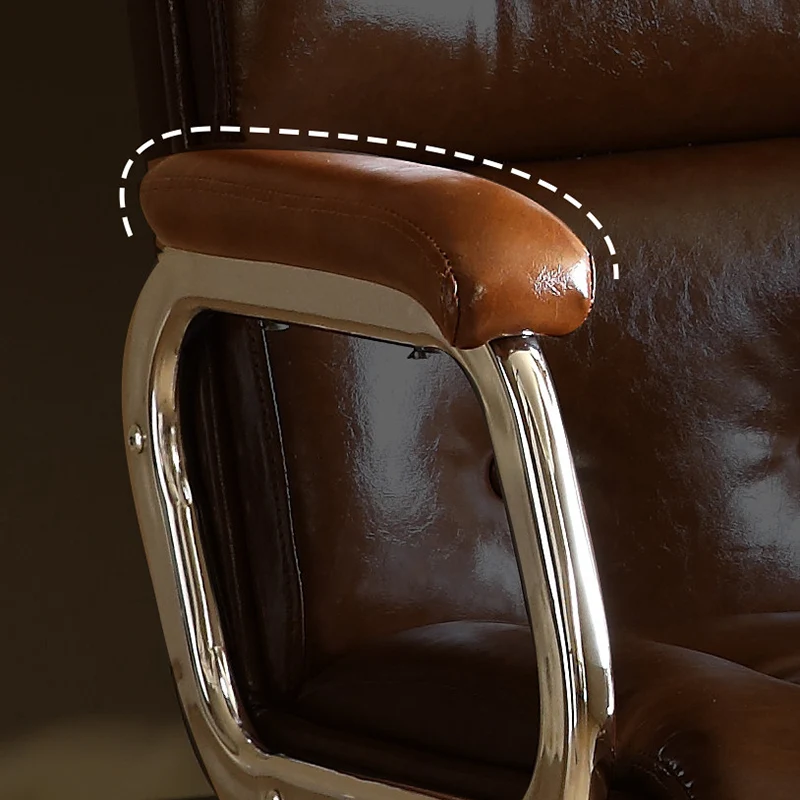 Contemporary Vintage Square Microfiber Leather Cowhide Leather Contact Surface Iron Desk Chair Backrest Armrests For Home Office
