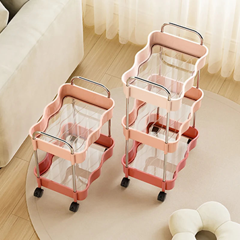 Contemporary Creative PP PET Stainless Steel Wave Shape Movable Storage Shelf 2/3/4 Tier For Living Room