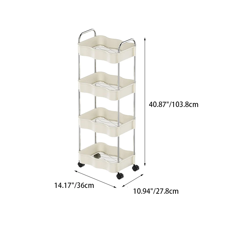 Contemporary Creative PP PET Stainless Steel Wave Shape Movable Storage Shelf 2/3/4 Tier For Living Room