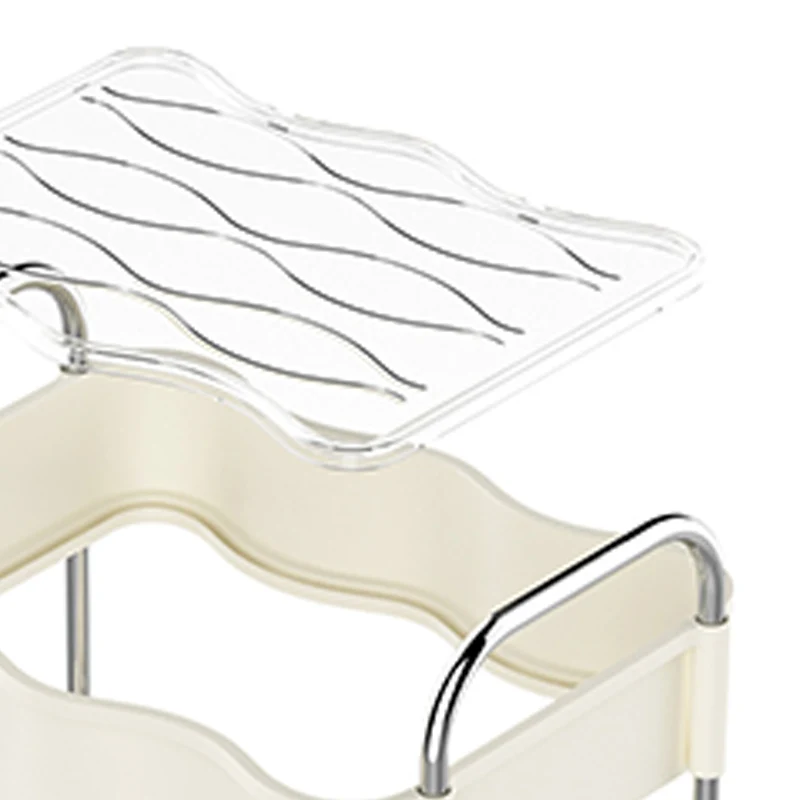 Contemporary Creative PP PET Stainless Steel Wave Shape Movable Storage Shelf 2/3/4 Tier For Living Room