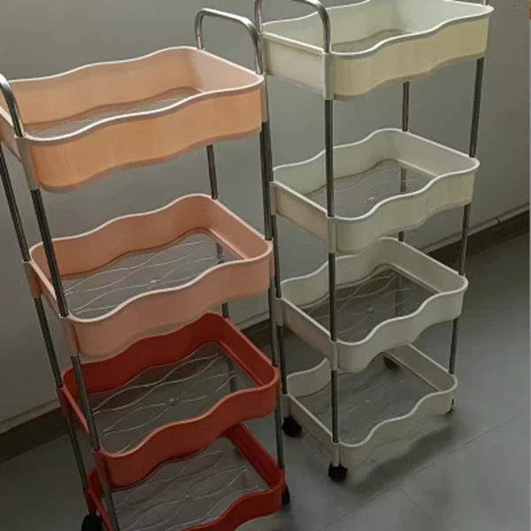 Contemporary Creative PP PET Stainless Steel Wave Shape Movable Storage Shelf 2/3/4 Tier For Living Room