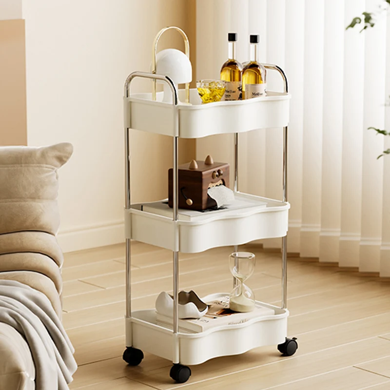 Contemporary Creative PP PET Stainless Steel Wave Shape Movable Storage Shelf 2/3/4 Tier For Living Room