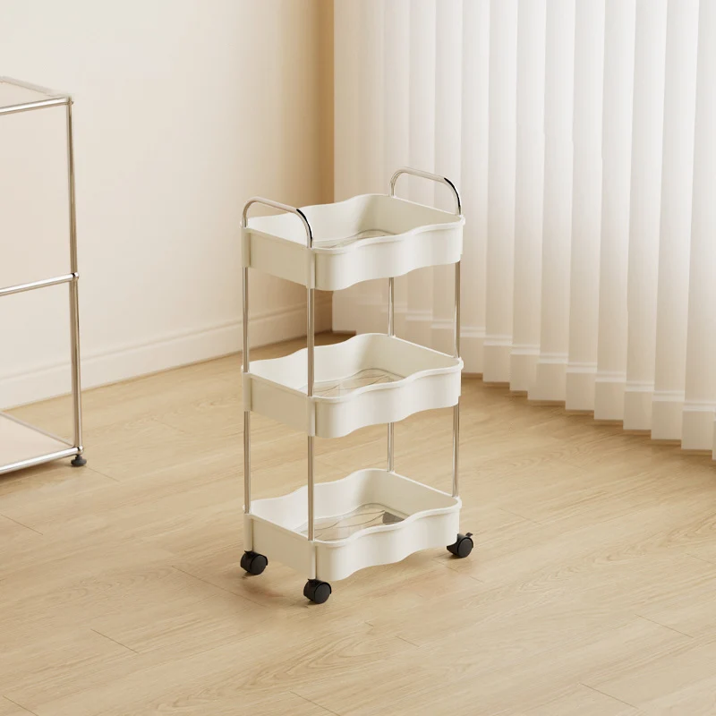 Contemporary Creative PP PET Stainless Steel Wave Shape Movable Storage Shelf 2/3/4 Tier For Living Room