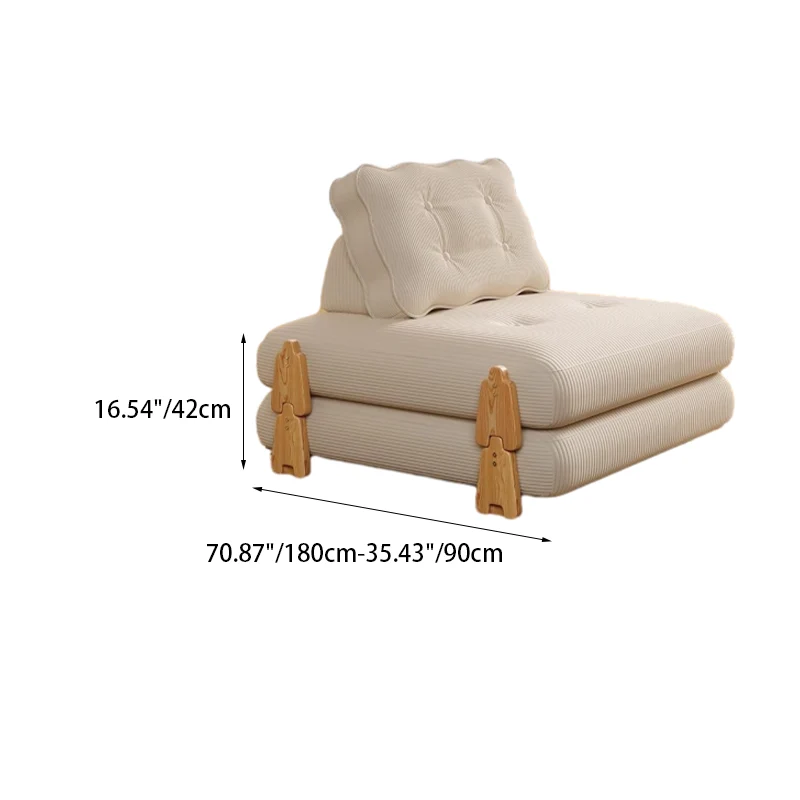 Modern Minimalist Corduroy Rubberwood Wave Shape Folding Sofa Bed For Living Room