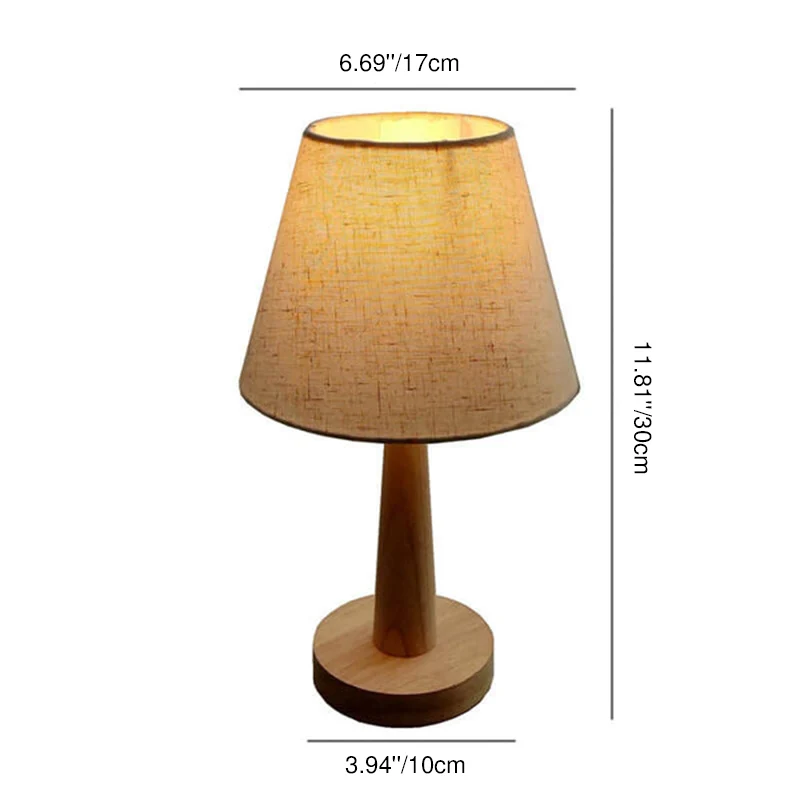 Modern Minimalist Wood Cotton Linen Petal Paper PVC Cone 1-Light Table Lamp for Living Room