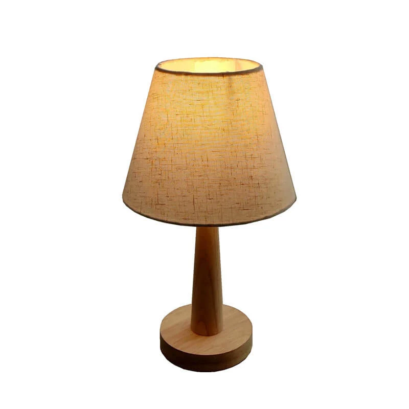 Modern Minimalist Wood Cotton Linen Petal Paper PVC Cone 1-Light Table Lamp for Living Room