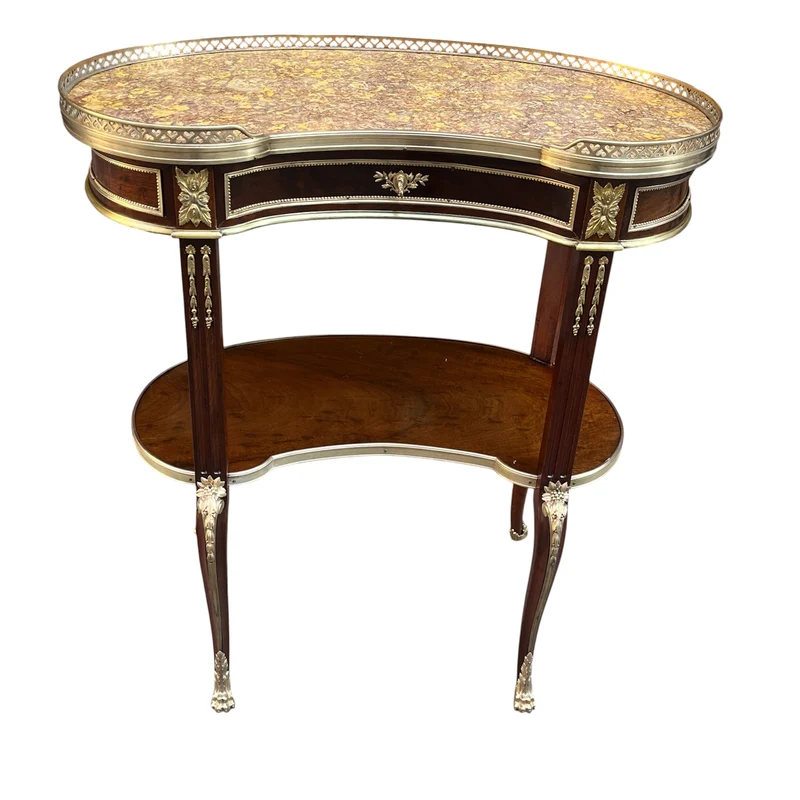 Napoleon III parlor table with gallery and marble