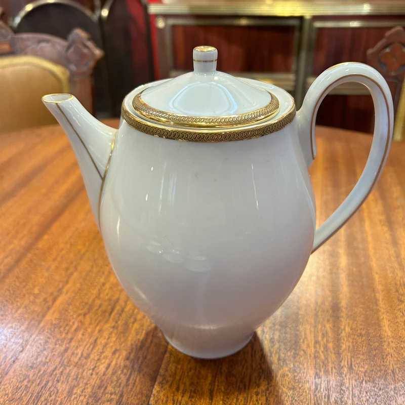 Juego de té porcelana francesa Limoges Haviland borde dorado