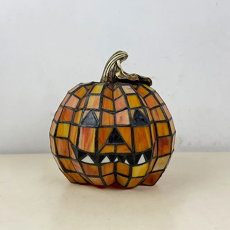 Contemporary Creative Glass Resin Pumpkin-shaped Halloween Decorative Light Kids 1-Light Table Lamp For Living Room & Bedroom