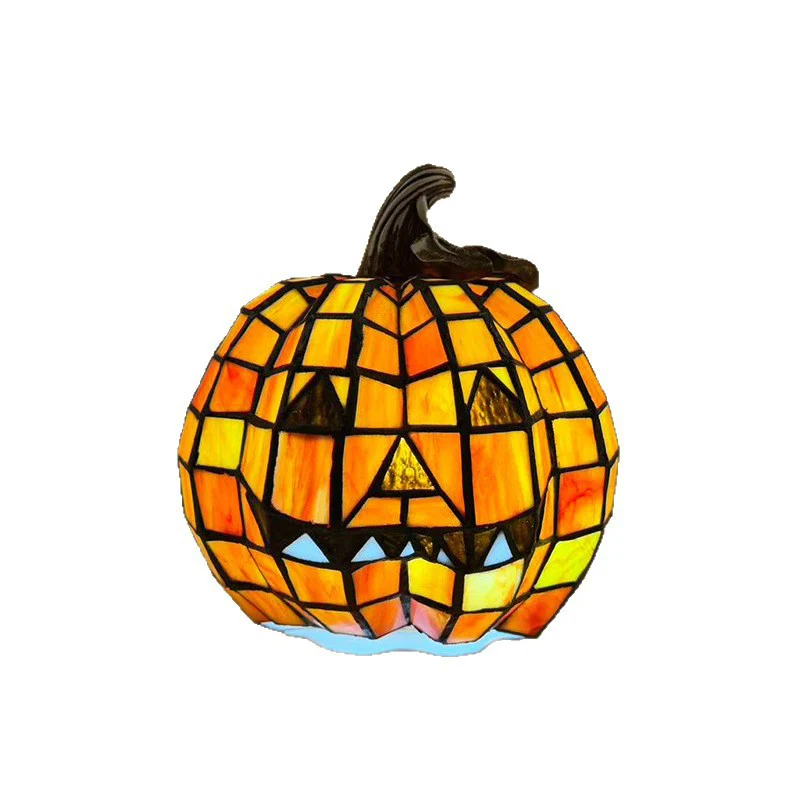 Contemporary Creative Glass Resin Pumpkin-shaped Halloween Decorative Light Kids 1-Light Table Lamp For Living Room & Bedroom