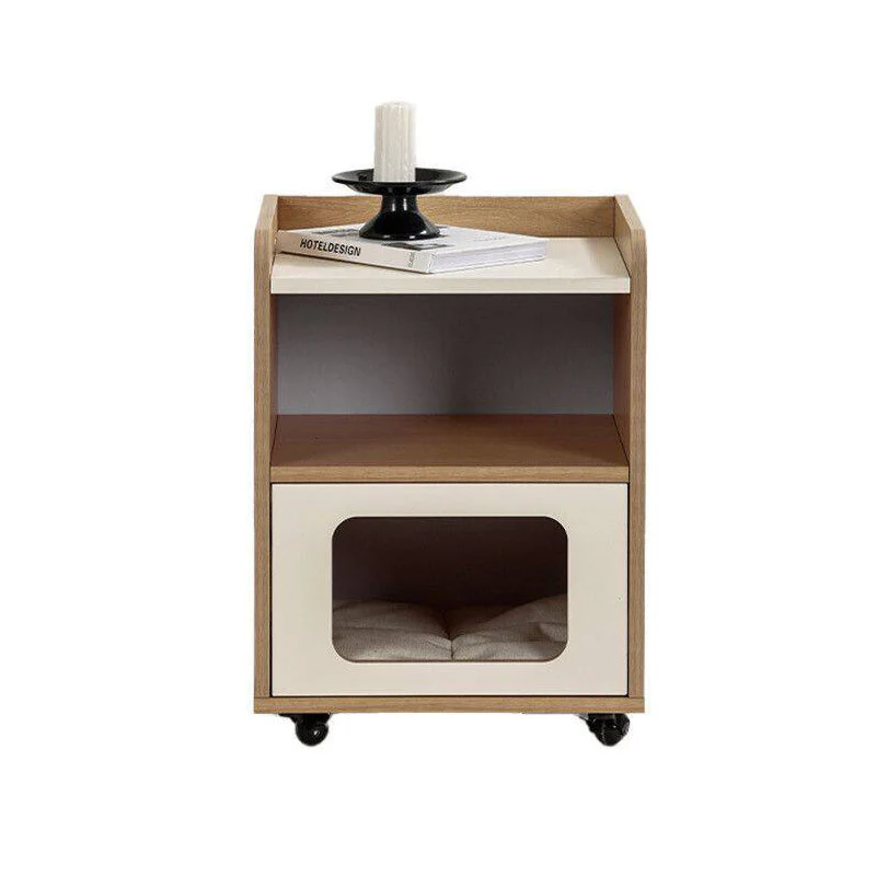 3-in-1 Pet Furniture Cat House With Storage Cabinet Nightstand - Creative Bedside Table & Multifunctional Pet House Furniture For Cats With Wheels For Bedroom