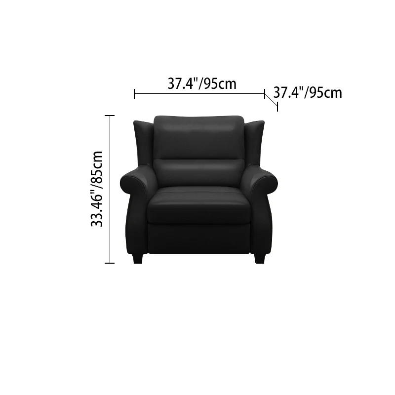 Modern Luxury Leather Solid Wood Accent Chair With Ergonomic Backrest Armrests For Living Room & Bedroom