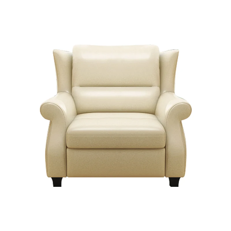 Modern Luxury Leather Solid Wood Accent Chair With Ergonomic Backrest Armrests For Living Room & Bedroom