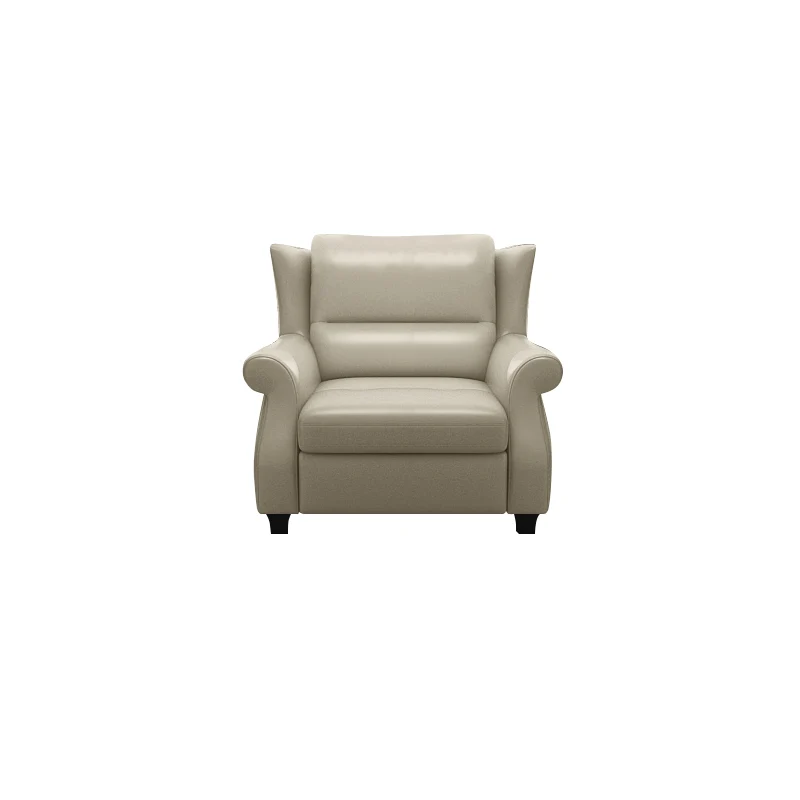 Modern Luxury Leather Solid Wood Accent Chair With Ergonomic Backrest Armrests For Living Room & Bedroom