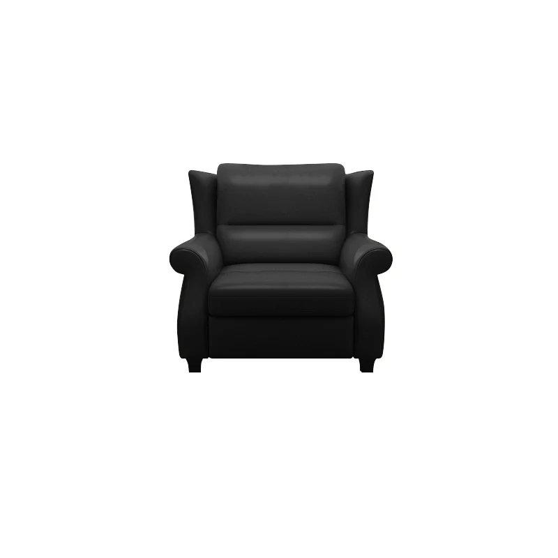 Modern Luxury Leather Solid Wood Accent Chair With Ergonomic Backrest Armrests For Living Room & Bedroom