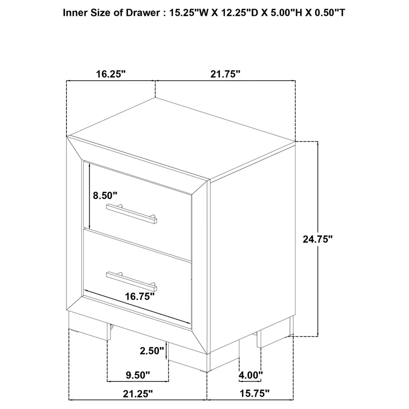 Coaster Furniture Arielle 223112 2-drawer Bedroom Nightstand with Casters - Light Oak