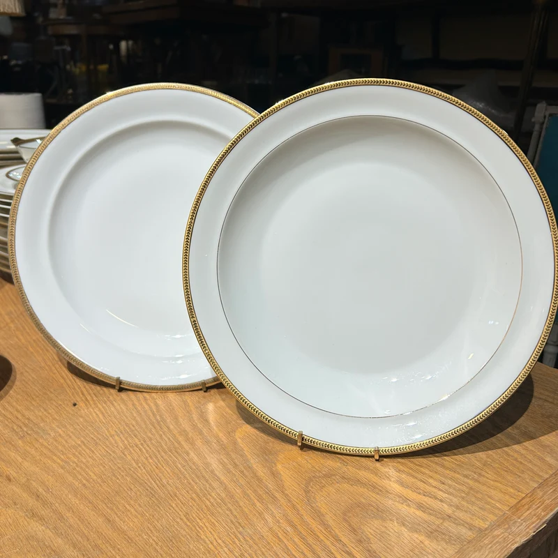 Juego de porcelana francesa Limoges con borde de oro diseño espiga para 12 personas
