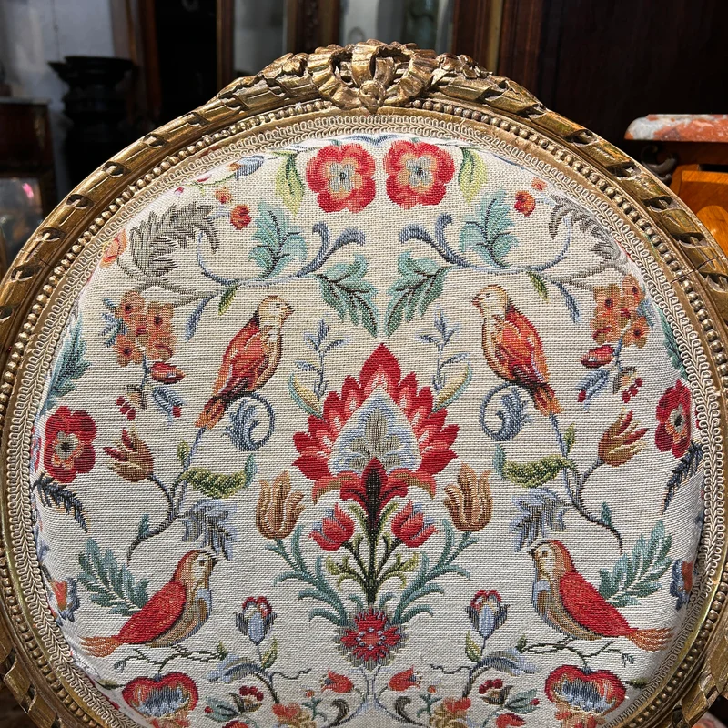 Juego de salón francés Luis XVI tapiz pajarillos siglo XIX
