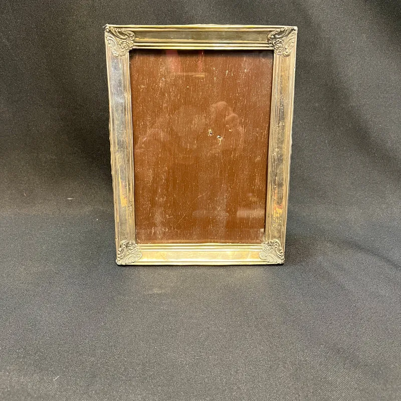 Portarretrato de madera y lámina de plata 925 repujada s.XX 15x20 cm