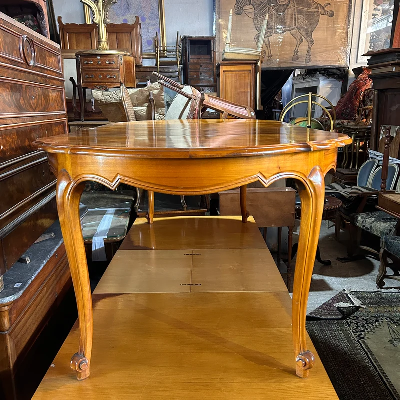 Mesa de comedor francesa estilo Luis XV en citronnier marquetería parquet tres medidas