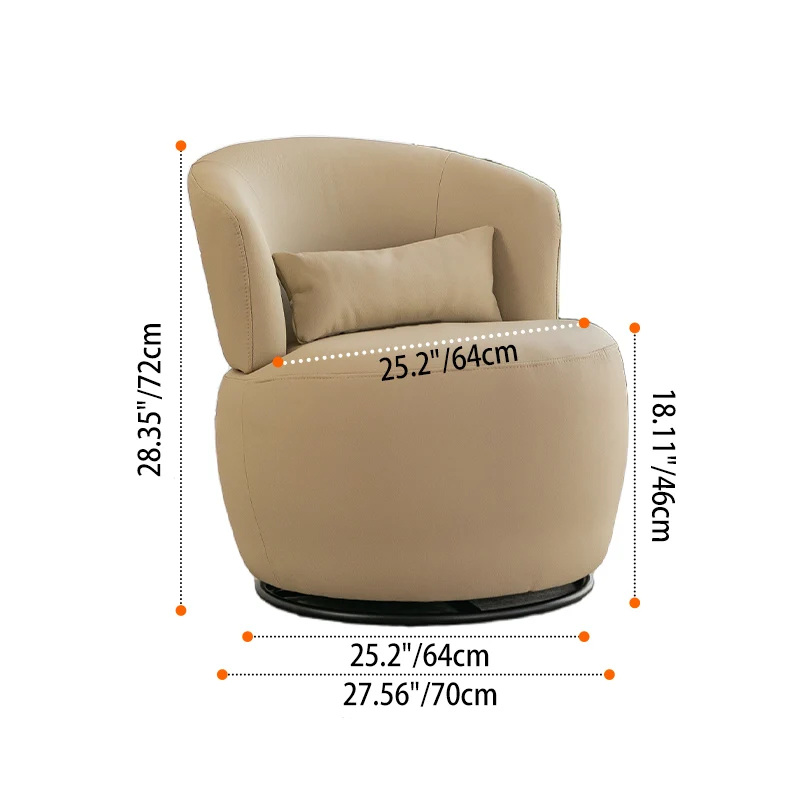 Contemporary Retro Round Plywood Steel Swivel Upholstery Accent Chair With Backrest For Living Room
