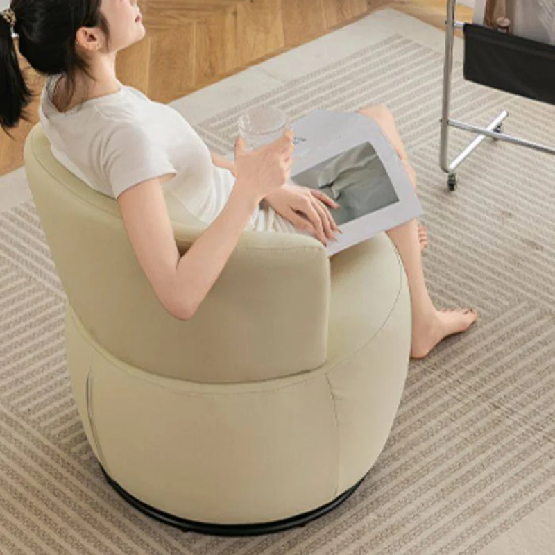 Contemporary Retro Round Plywood Steel Swivel Upholstery Accent Chair With Backrest For Living Room