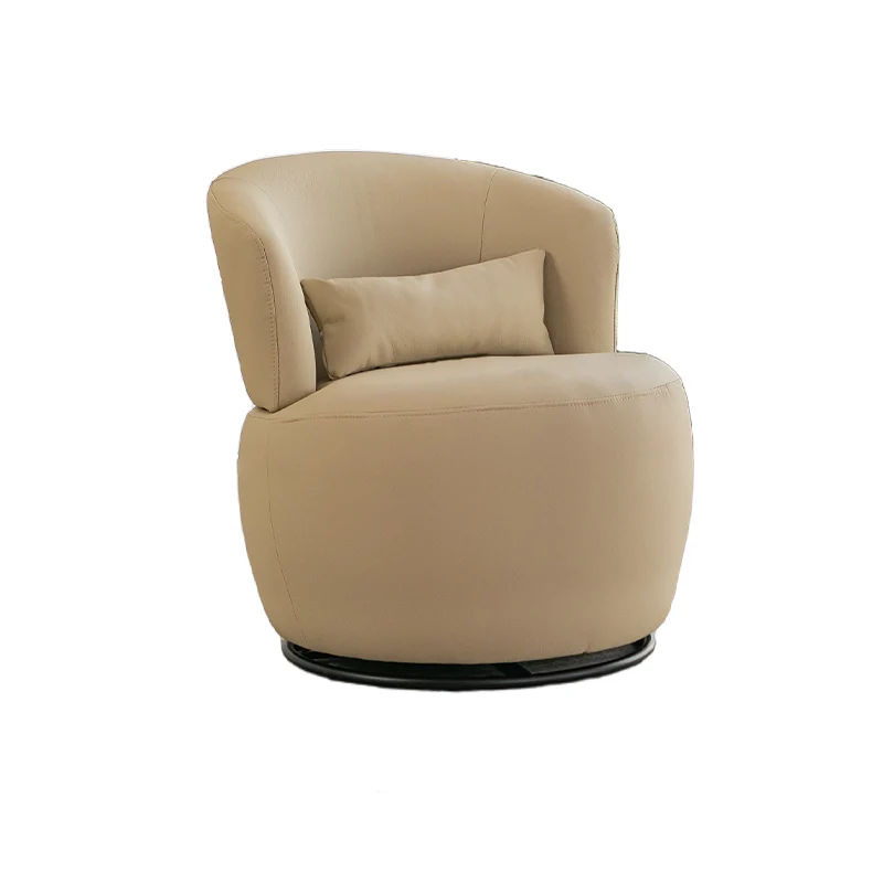Contemporary Retro Round Plywood Steel Swivel Upholstery Accent Chair With Backrest For Living Room