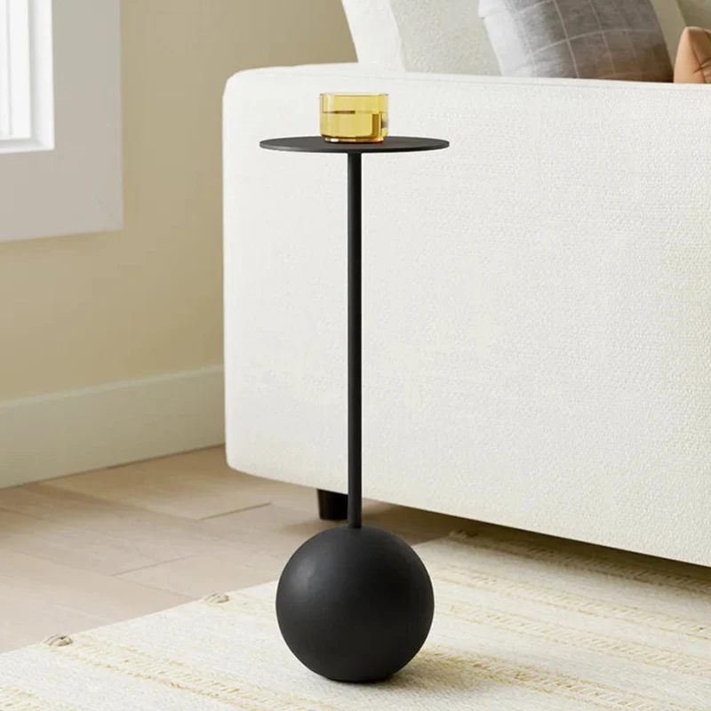 Modern Minimalist Iron & Concrete Round Side Table For Living Room