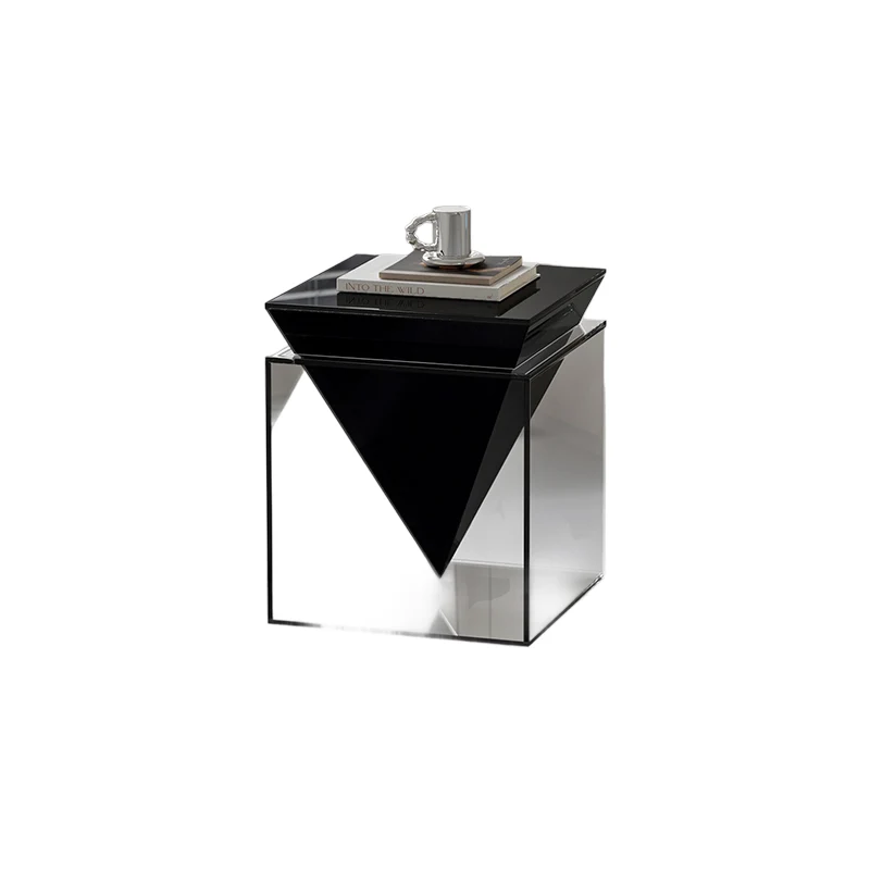 Modern Minimalist Acrylic Square Designer Accent Piece Side Table For Living Room & Bedroom