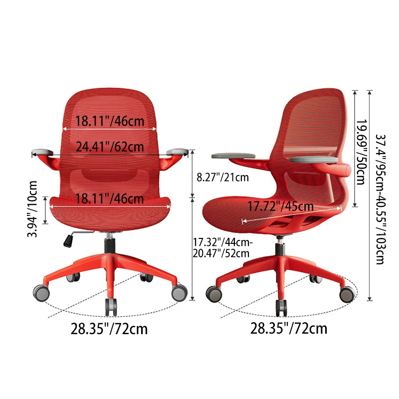 Modern Minimalist PP & Mesh Adjustable Height Swivel Desk Chair With Flip-Up Arms And Wheels For Home Office