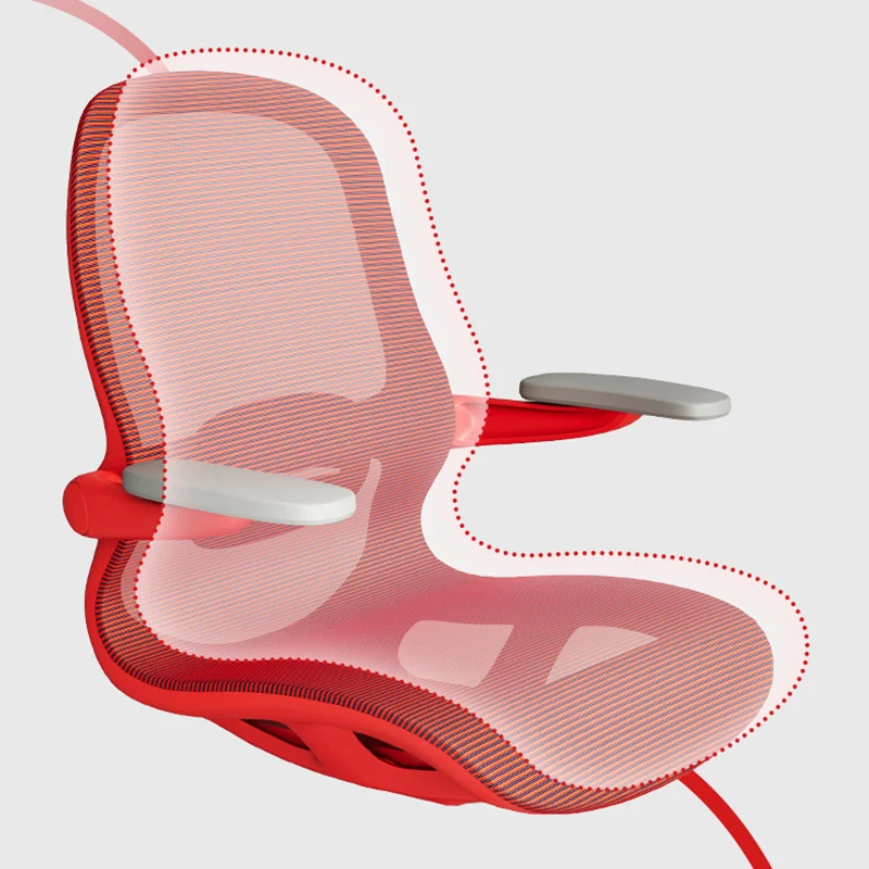 Modern Minimalist PP & Mesh Adjustable Height Swivel Desk Chair With Flip-Up Arms And Wheels For Home Office